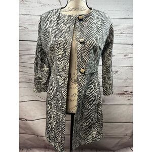 Cabi XS black and white zig zag patterned button up jacket